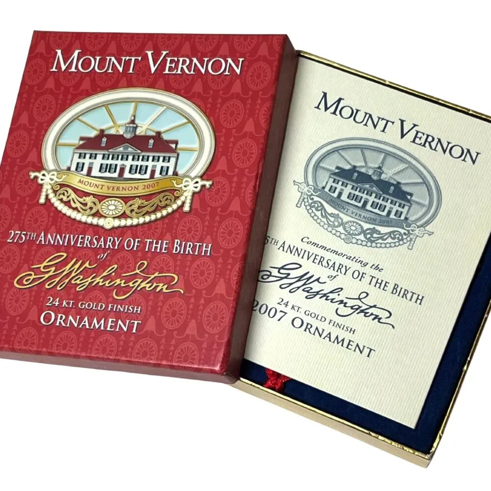 Mount Vernon 2007 Christmas Ornament 24KT Gold Finish 275th George Washington